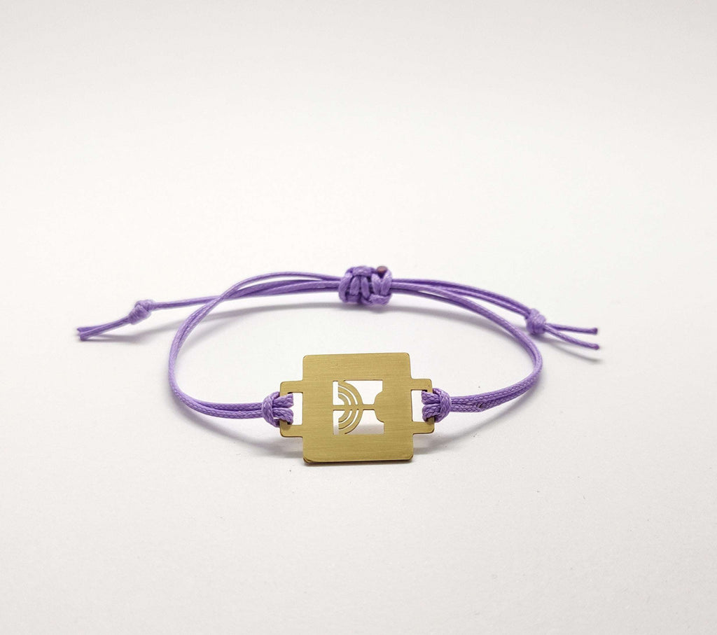 Menorah bracelet on a string of different colors