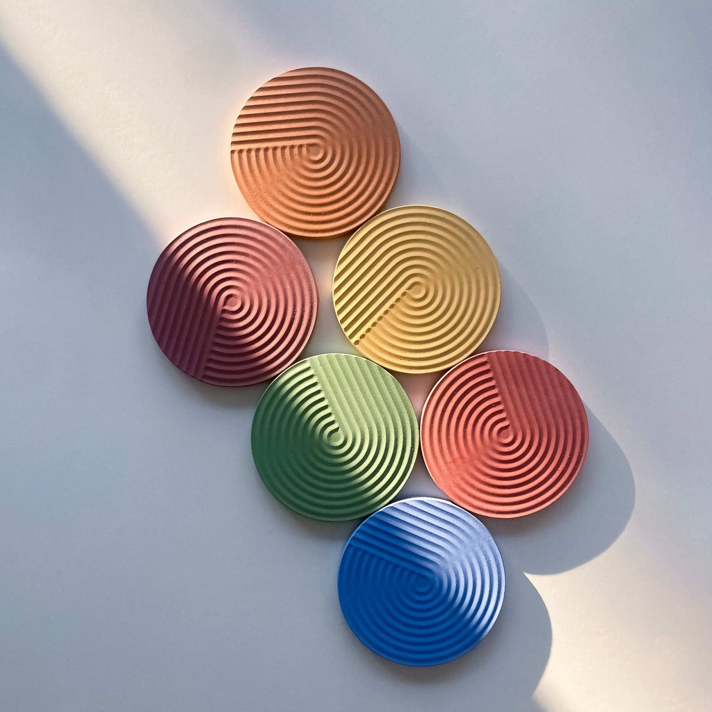 Concrete coaster set, multicolor by Daniel Lakos