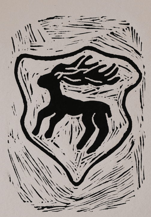 Deer, Linocut print